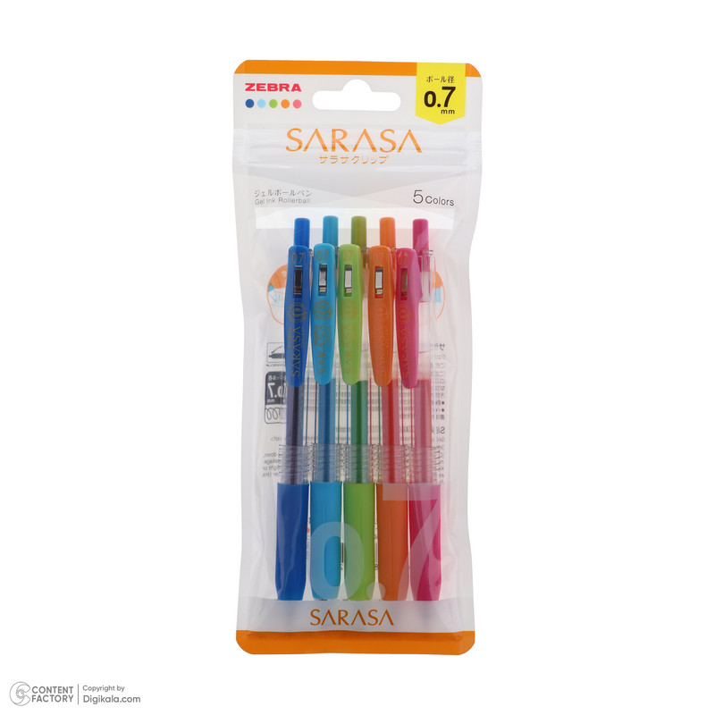 روان نویس زبرا مدل ساراسا کد 0.7 بسته 5 عددی