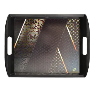 سینی دسته دار مدل پلاستیکی طرح پیکسل کد 03 سایز 40.5x27.5 سانتی‌متر
