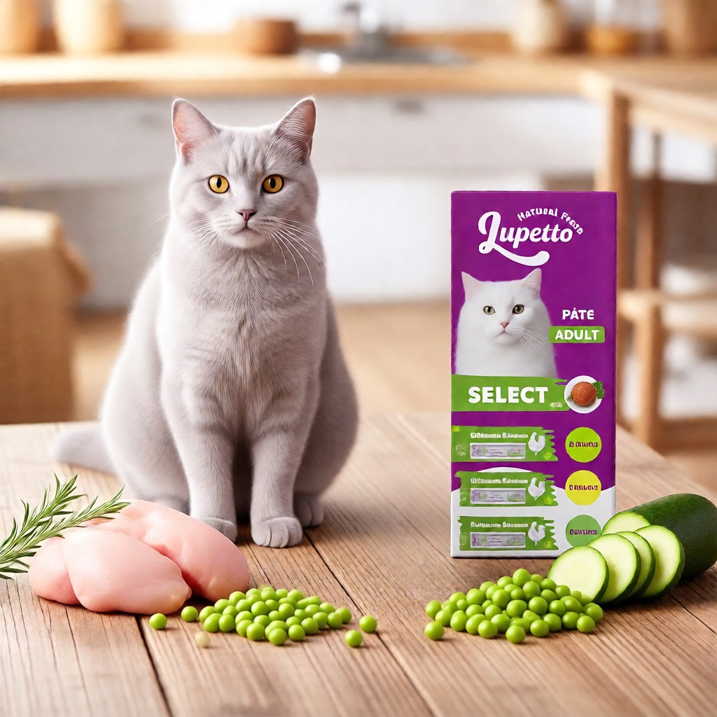 کنسرو غذای گربه بالغ لوپتو مدل سلکت طعم مرغ کلاسیک،نخود فرنگی،کدو سبز وزن 510 گرم مجموعه 6 عددی