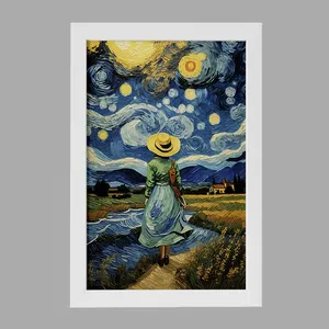 تابلو خندالو مدل شب پر ستاره کد F5094