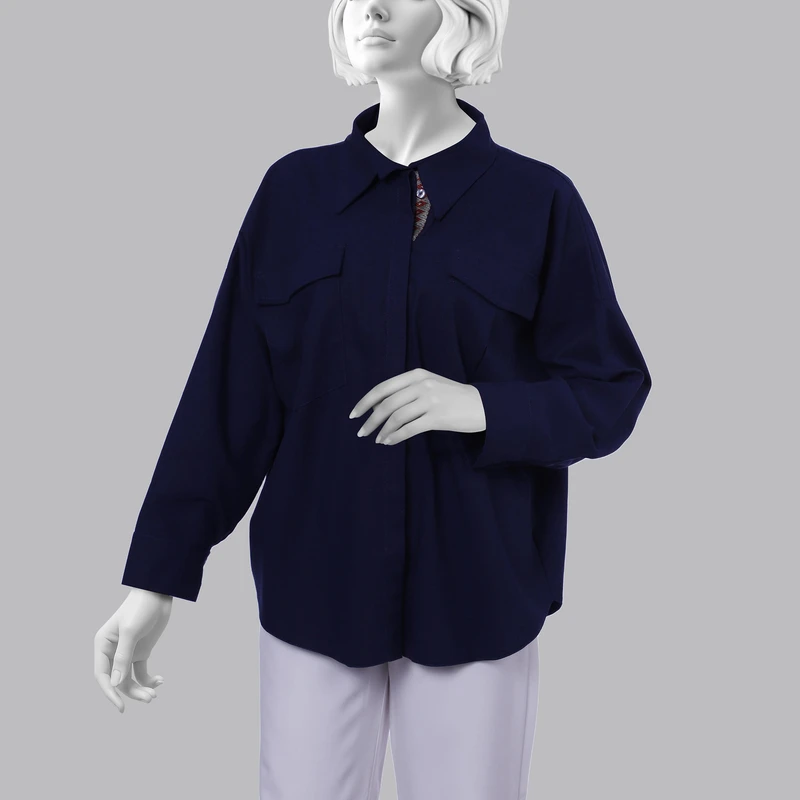 شومیز آستین بلند یقه برگردان زنانه دیجی استایل اسنشیال مدل cbK-44