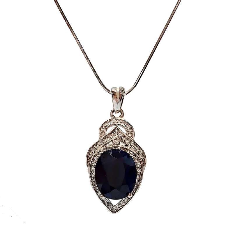 گردنبند نقره زنانه مدل یاقوت کبود کد NG1354