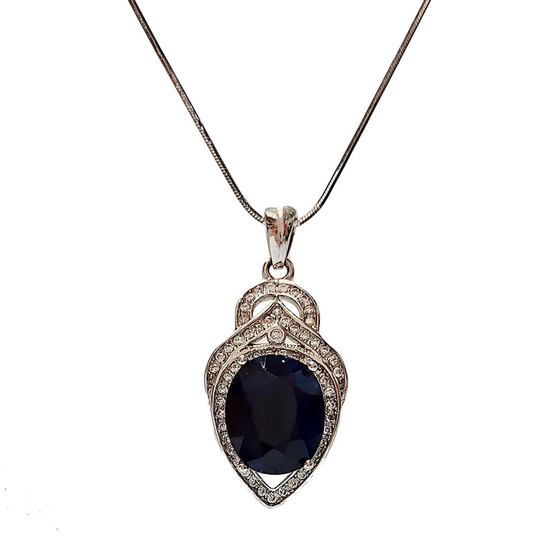 گردنبند نقره زنانه مدل یاقوت کبود کد NG1354