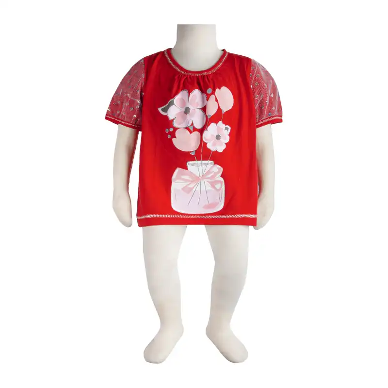 بلوز نوزادی آدمک مدل آستین پفکی گلدان کد 140569