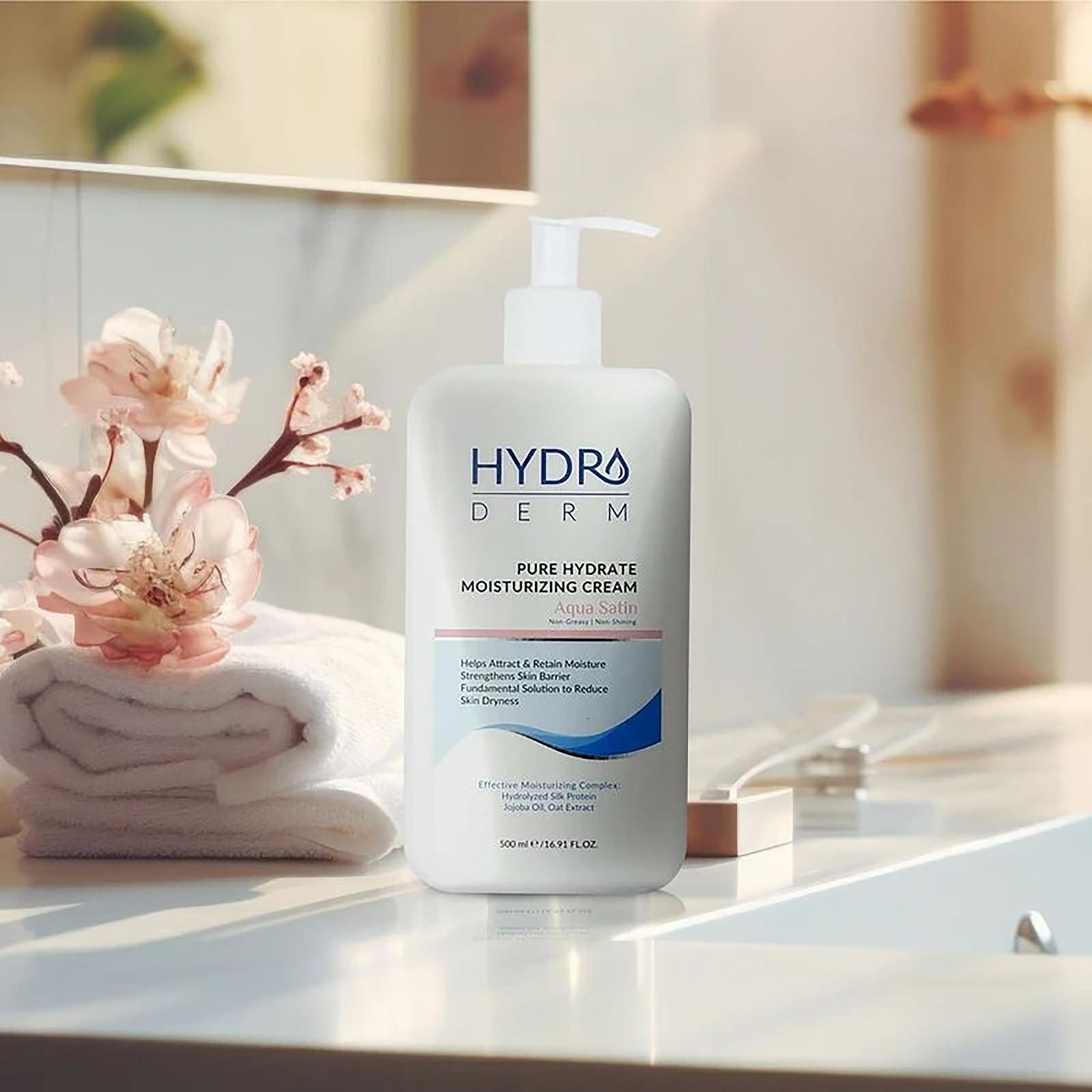 کرم مرطوب‌کننده و نرم‌کننده هیدرودرم مدل Aqua Satin حجم 500 میلی‌لیتر -  - 1