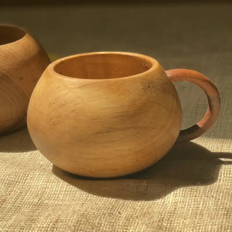 فنجان چوبی مدل دسته دار