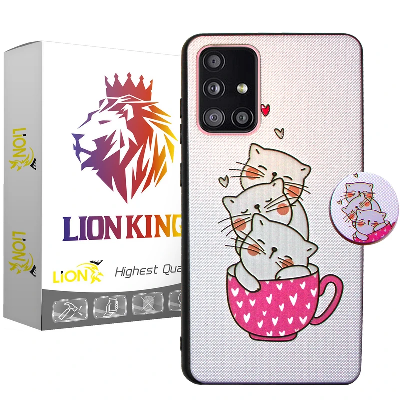 کاور لاین کینگ مدل livan cat مناسب برای گوشی موبایل سامسونگ Galaxy A32 به همراه پایه نگهدارنده