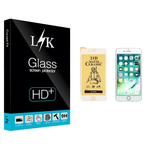 محافظ صفحه نمایش سرامیکی ال کی مدل Hard glass مناسب برای گوشی موبایل اپل iPhone 7 Plus