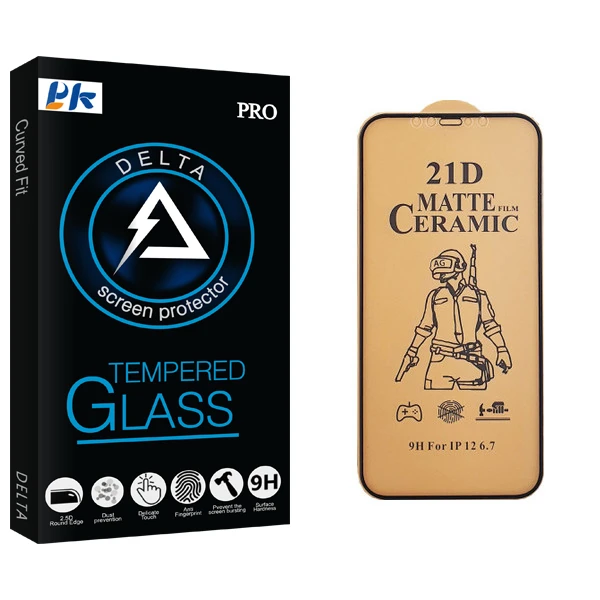 محافظ صفحه نمایش سرامیکی پی کی مدل Delta Glass مناسب برای گوشی موبایل اپل iPhone 12pro max