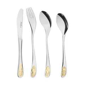 ست قاشق و چنگال کودک 4 پارچه ناب استیل کد 02