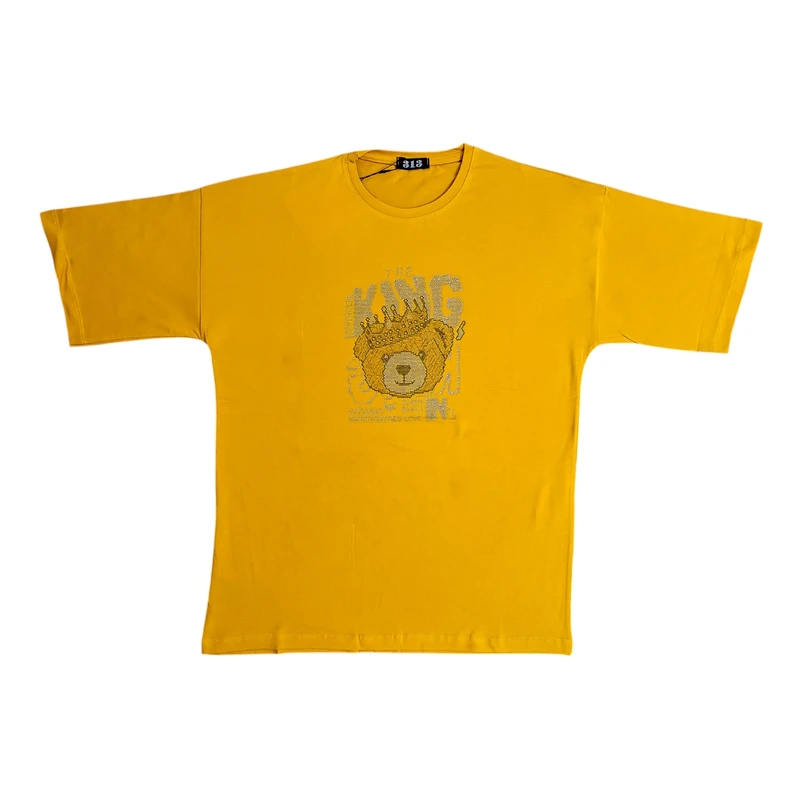 تیشرت آستین کوتاه زنانه مدل خرس نگینی تاج دار