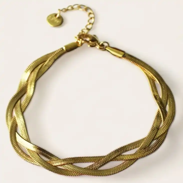 دستبند زنانه مدل ماری استیل طرح بافت