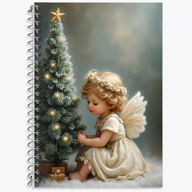 دفتر زبان 50 برگ خندالو مدل دو خط طرح فرشته ی کیوت کد F8265