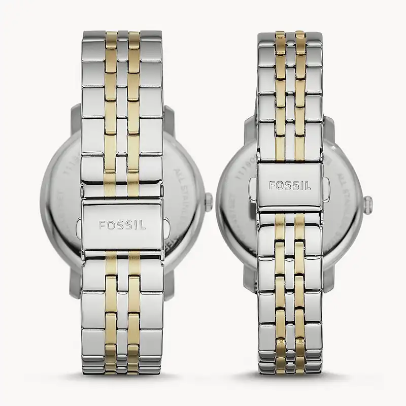 ست ساعت مچی عقربه ای زنانه و مردانه فسیل مدل Time Only