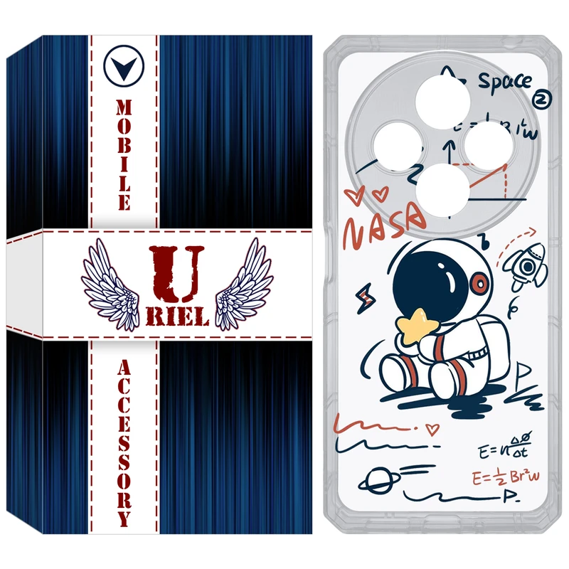 کاور یوریل مدل Clear کد 1 طرح فضانورد مناسب برای گوشی موبایل شیائومی Redmi 14C / Poco C75