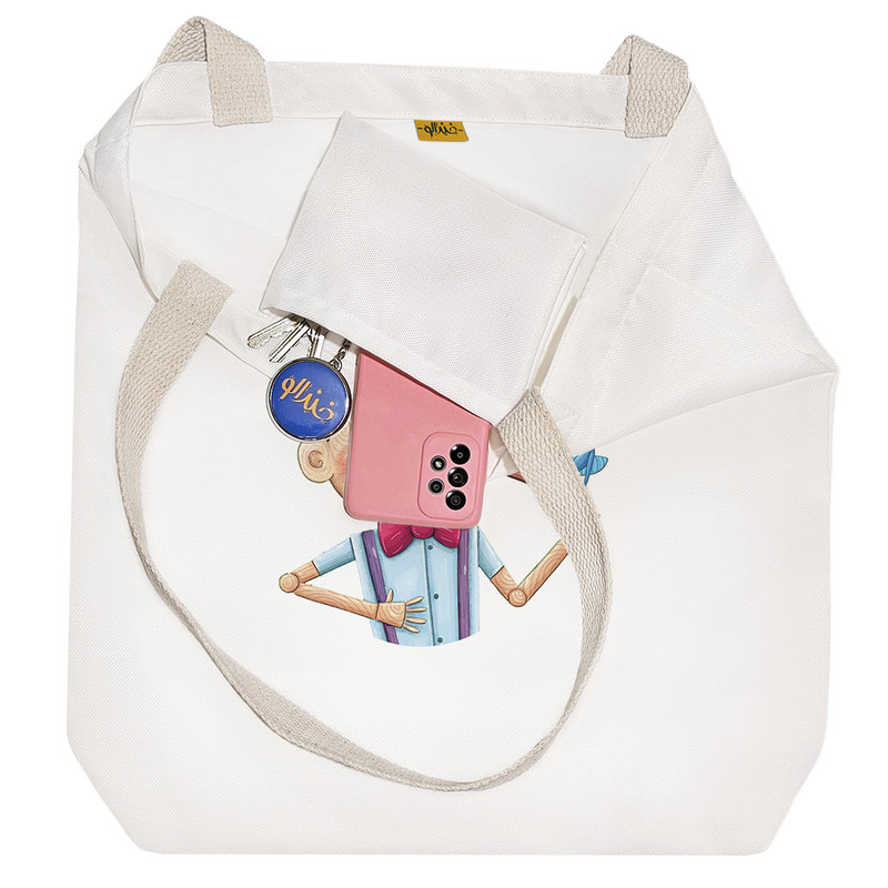 ساک خرید پارچه ای خندالو طرح پینوکیو مدل توت بگ کد 747