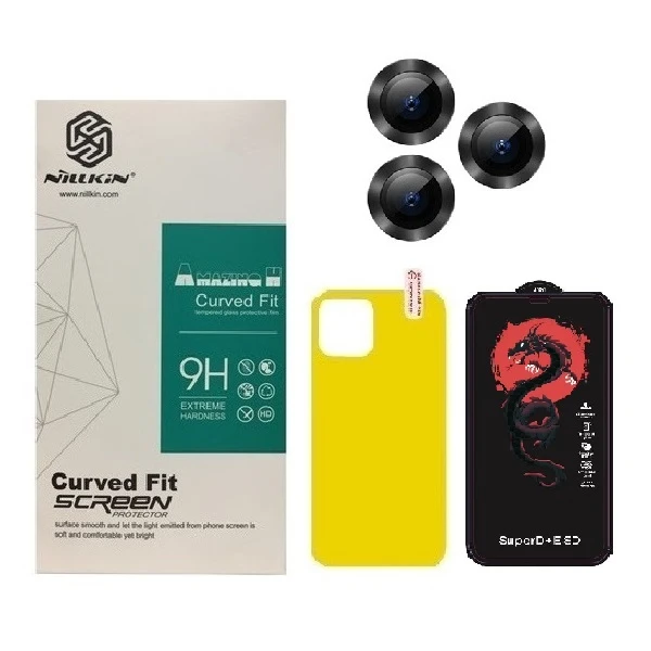 محافظ صفحه نمایش نیلکین مدل HORO مناسب برای گوشی موبایل اپل iPhone 12 Pro Max به همراه محافظ پشت گوشی و محافظ لنز دوربین