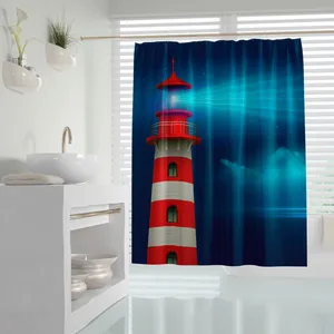 پرده حمام دلفین مدل Redhouse سایز 180x200 سانتی متر