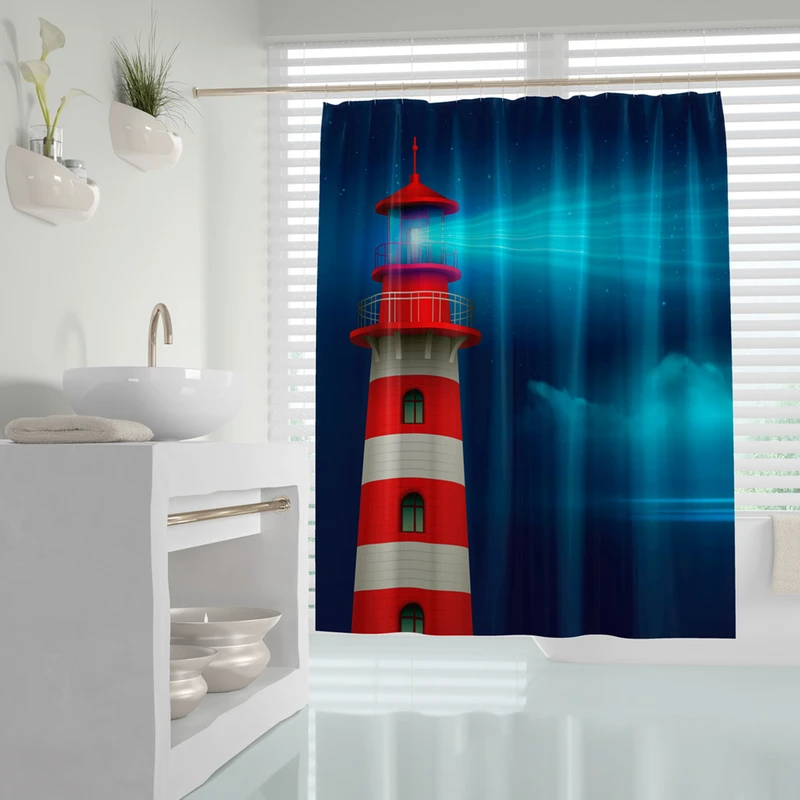 پرده حمام دلفین مدل Redhouse سایز 180x200 سانتی متر
