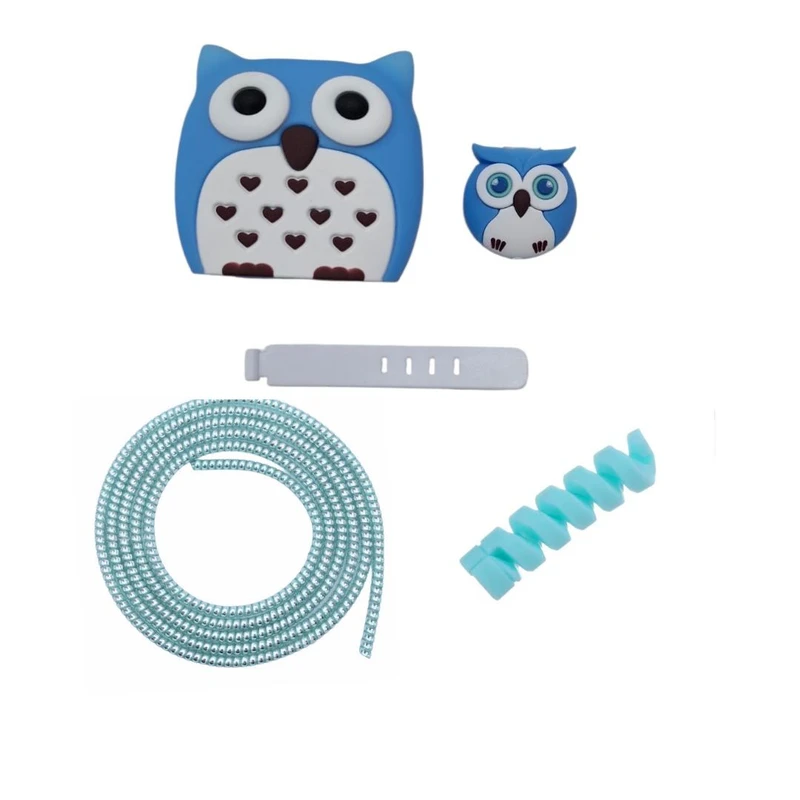 محافظ شارژر دیواری مدل Owl3 به‌ همراه محافظ کابل شارژ بسته‌ 5 عددی