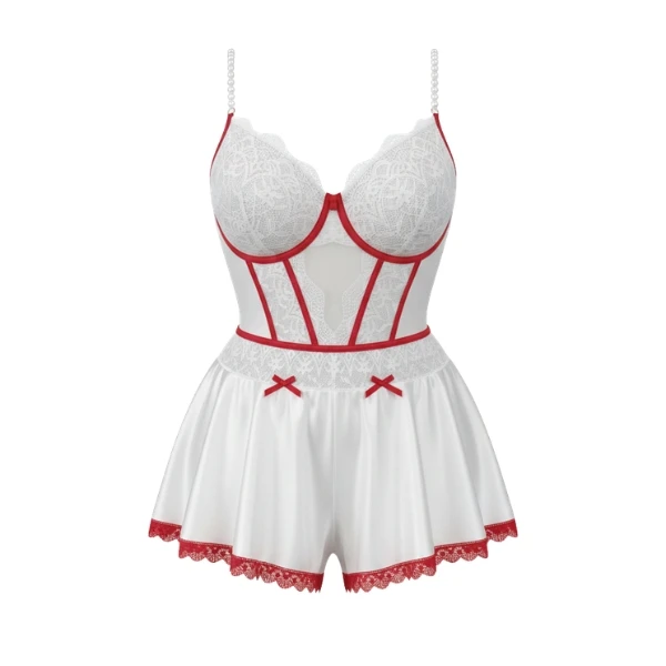 لباس خواب زنانه مدل گیپور پاپیون دار 1637