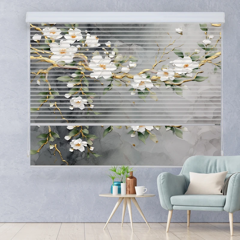 پرده زبرا مدل چاپی دومکانیزم آیینه ای سایز 160x130 سانتی‌متر