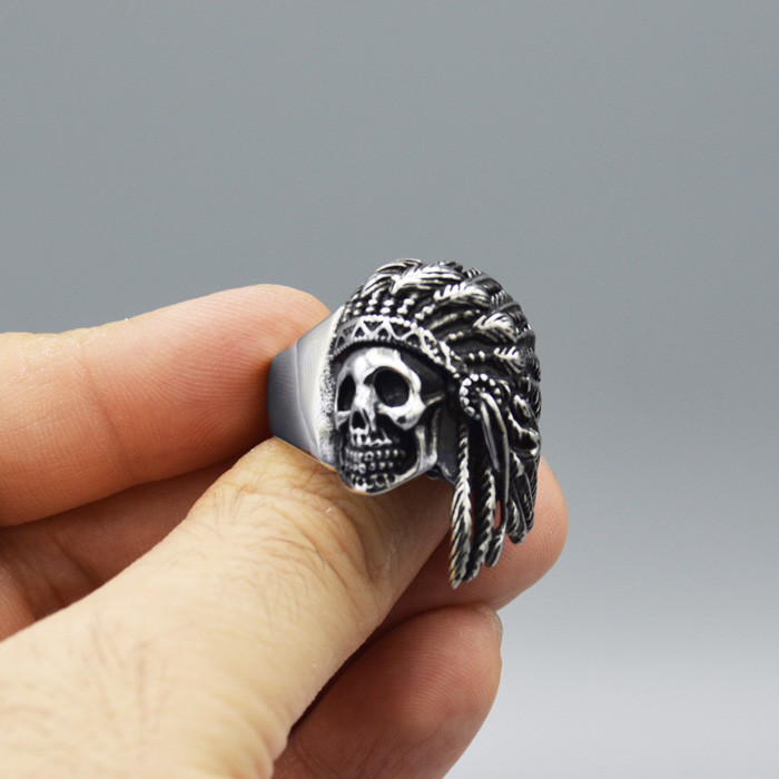 انگشتر مدل نیم رخ جمجمه سرخپوست