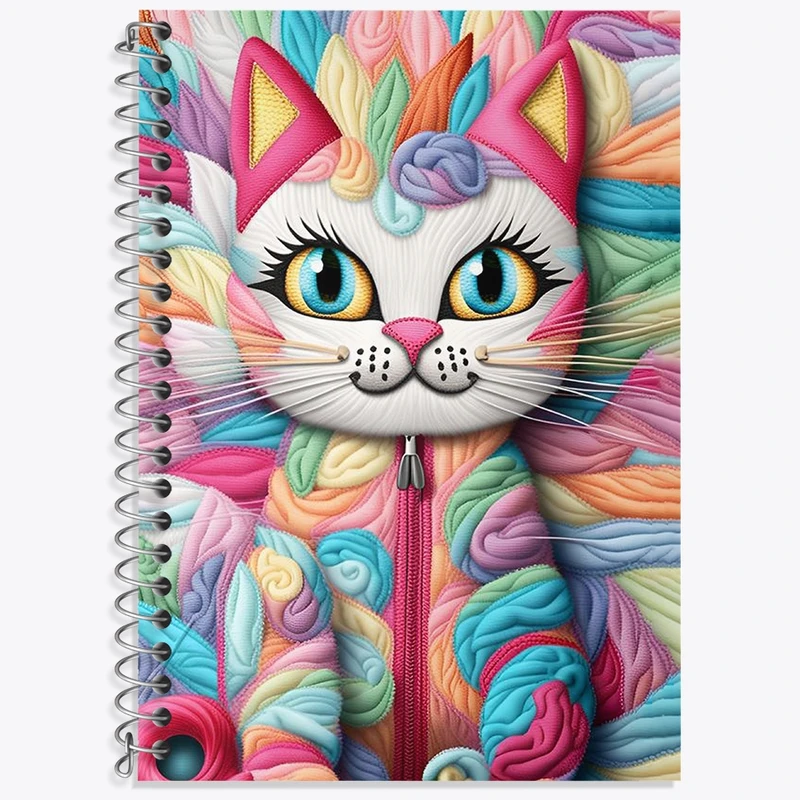 دفتر زبان 50 برگ خندالو مدل دو خط طرح گربه (Cat) کد N52