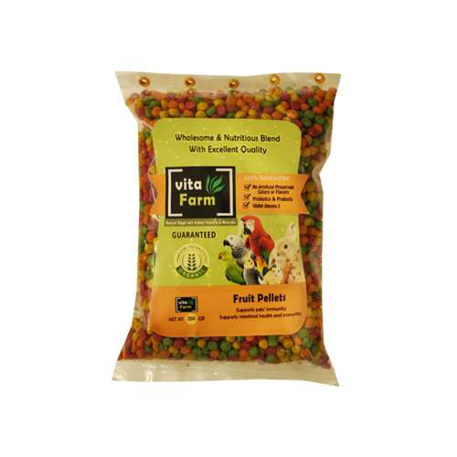 غذای طوطی سانان و جوندگان ویتافارم مدل پلت میوه وزن 400 گرم