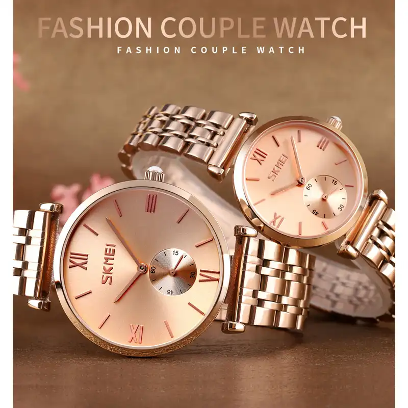 ست ساعت مچی عقربه ای زنانه و مردانه اسکمی مدل 9198 کد 05