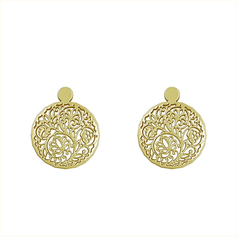 گوشواره طلا 18 عیار زنانه مدوپد مدل گل کد GA1-12986