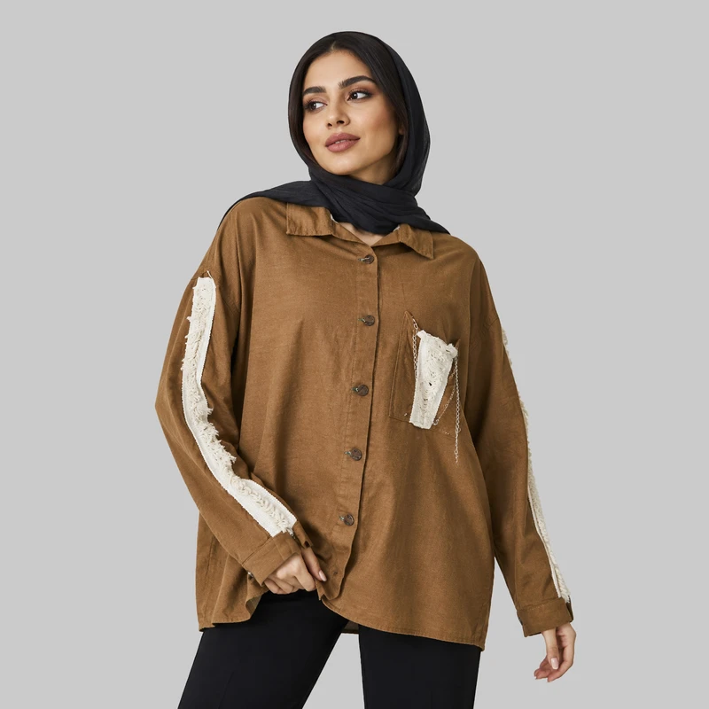 شومیز آستین بلند یقه برگردان زنانه مدل ویلو