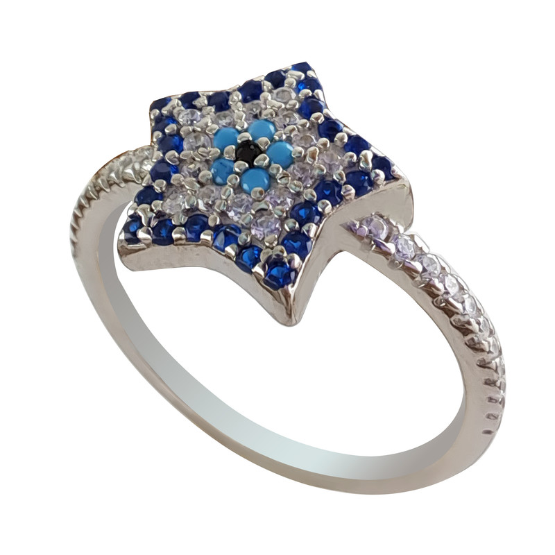 انگشتر نقره زنانه ملک زیور مدل ستاره چشم زخم کد 17