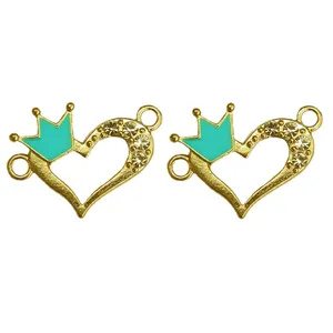 آویز دستبند طرح قلب تاج دار مدل AD 340  بسته دو عددی