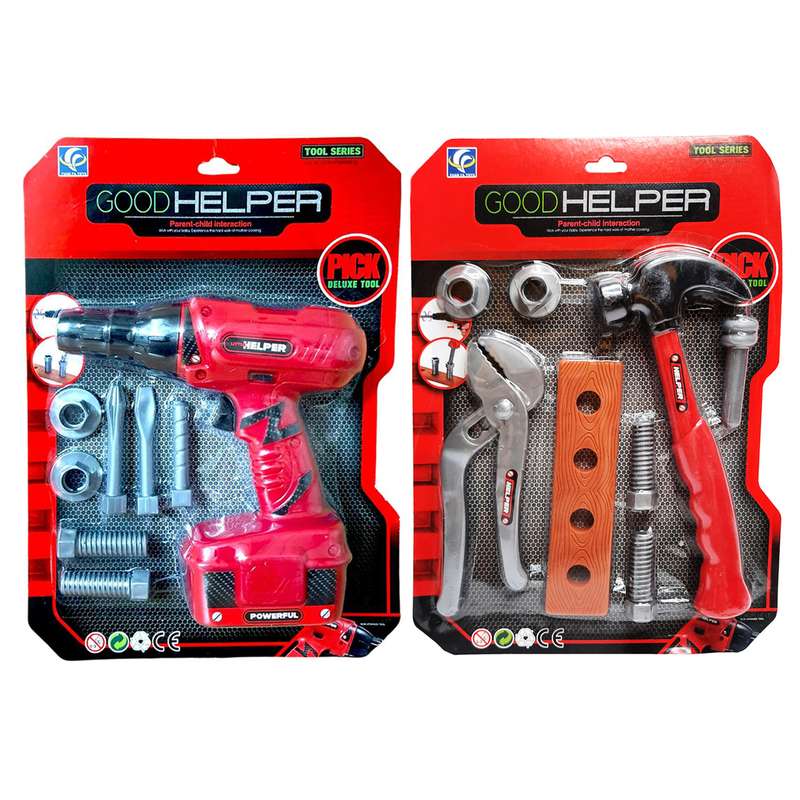 ست اسباب بازی ابزار مدل دریل و چکش مجموعه 16 عددی