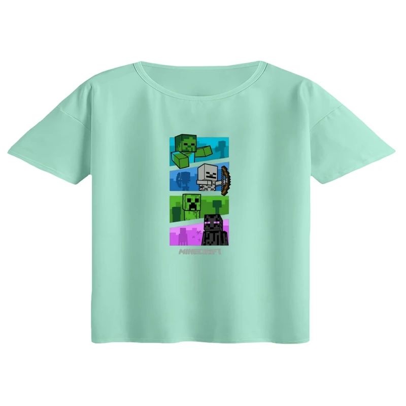 کراپ تی‌شرت آستین کوتاه زنانه مدل ماینکرفت کد 5
