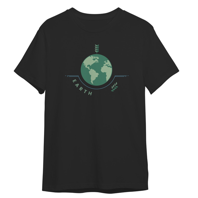 تی شرت آستین کوتاه مردانه مدل کره زمین کد 520 رنگ مشکی