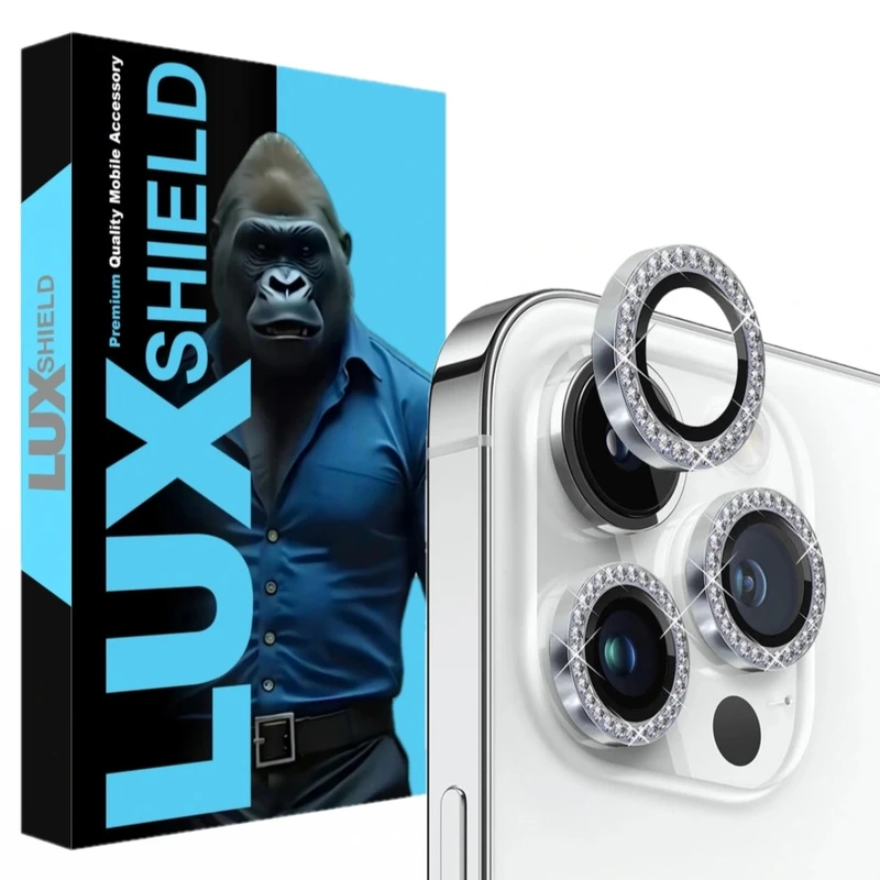 محافظ لنز دوربین لوکس شیلد مدل نگین دار مناسب برای گوشی موبایل اپل IPhone 16 Pro / 16 Pro Max
