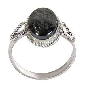 انگشتر نقره زنانه بازرگانی میلادی مدل سنگ حدید رکاب سیلندری کد AW_082