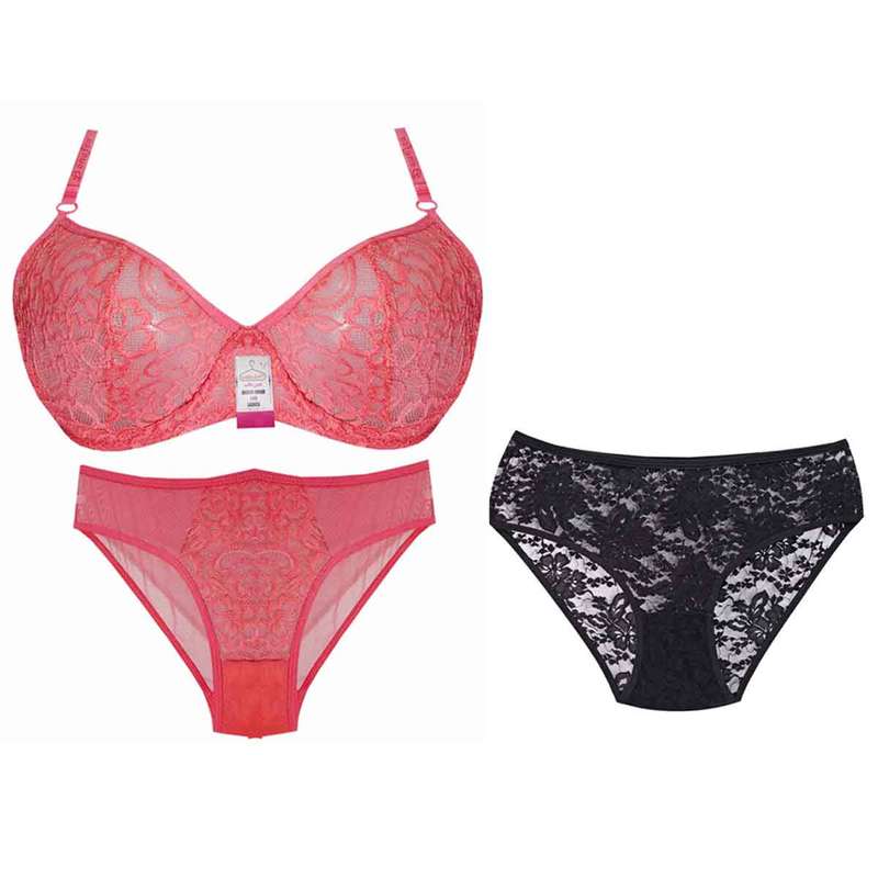 ست شورت و سوتین زنانه ثمین بافت مدل  گیپور کد Oid-StW000001236011 مجموعه 3 عددی