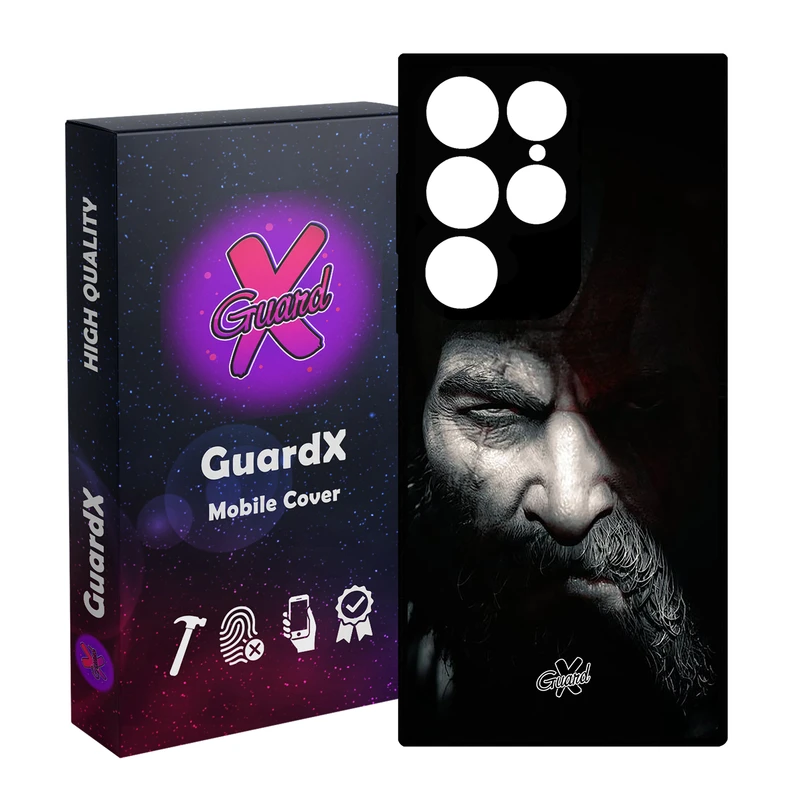 کاور گارد ایکس طرح God of War مدل Glass10418 مناسب برای گوشی موبایل سامسونگ Galaxy S24 Ultra