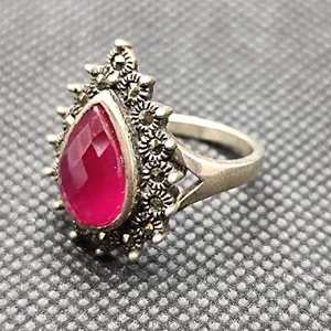 انگشتر نقره زنانه مدل یاقوت سرخ کد 594