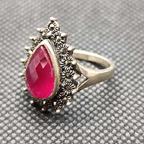 انگشتر نقره زنانه مدل یاقوت سرخ کد 594