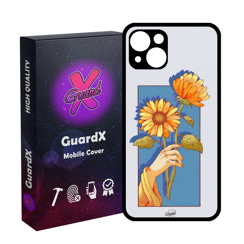 کاور گارد ایکس طرح گل و دست مدل Glass10675 مناسب برای گوشی موبایل اپل iPhone 13