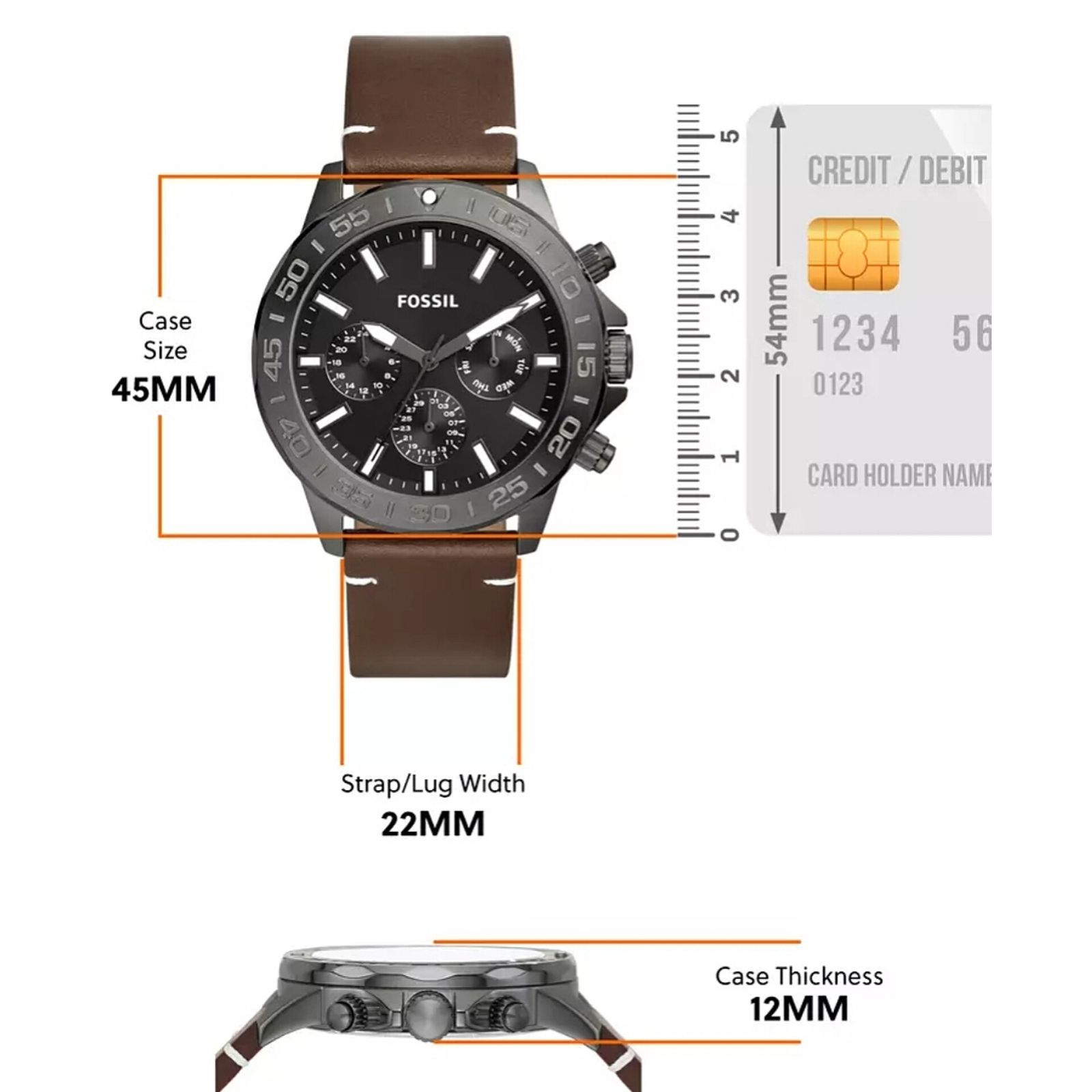 ساعت مچی عقربه‌ای مردانه فسیل مدل Bannon Multifunction Leather -  - 6