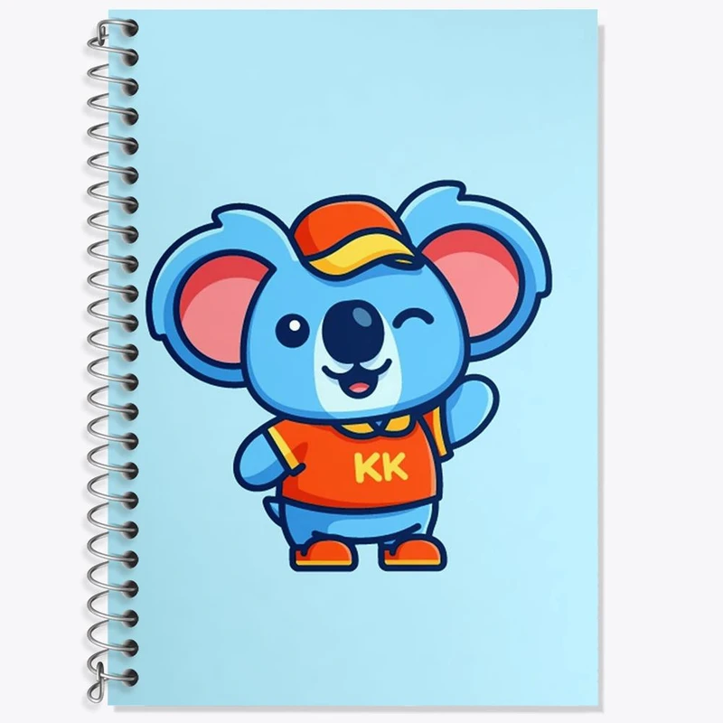 دفتر زبان 50 برگ خندالو مدل دو خط طرح حیوانات بامزه کوآلا کد 28393