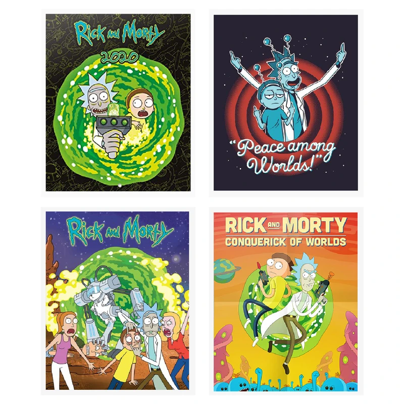 آویز تزیینی طرح Rick&Morty مدل R1 مجموعه 4 عددی