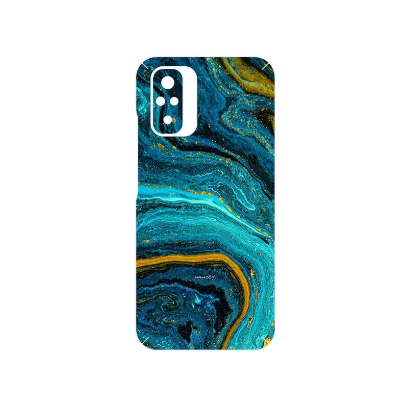 برچسب پوششی ماهوت مدل Turquoise marblewith golden streaks مناسب برای گوشی موبایل شیائومی Redmi Note 10