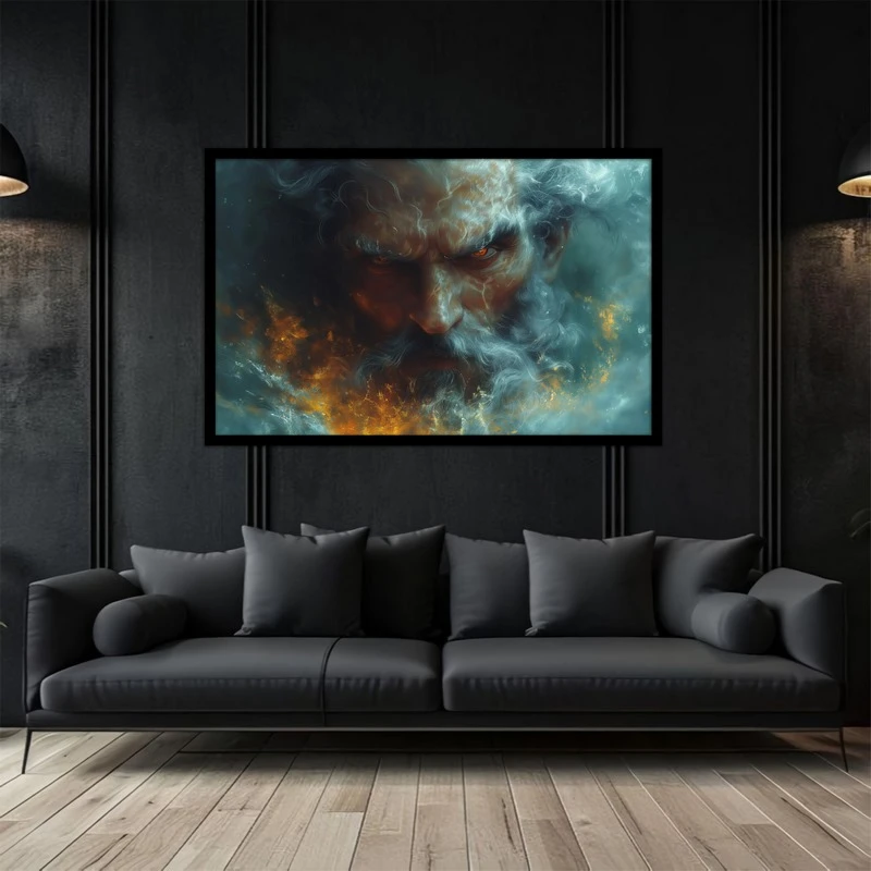 تابلو بکلیت طرح هنری و نقاشی دیجیتال شخصیت زئوس بازی گاد اف وار  خدای جنگ مدل B-bu5239