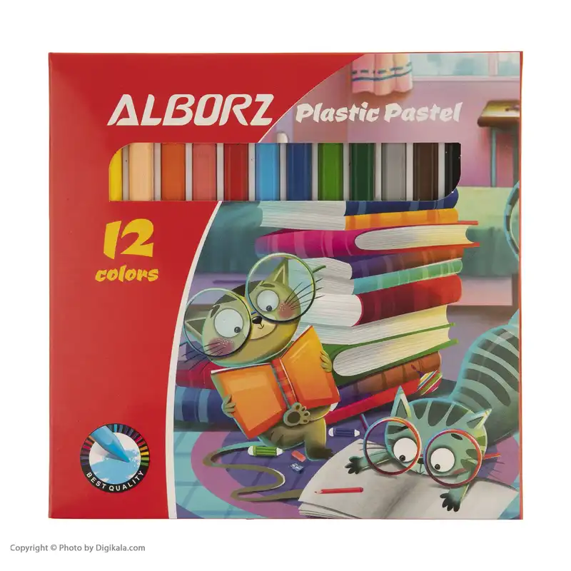 پاستل روغنی 12 رنگ البرز مدل گربه ملوس